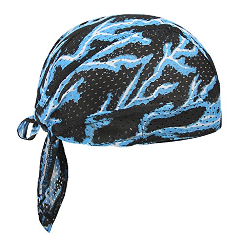 Deportes Headwear secado rápido sol protección UV Ciclismo Bandana Running gorro bicicleta motocicleta casco de bajo de calavera, Blue Lightning-Cotton Bandana