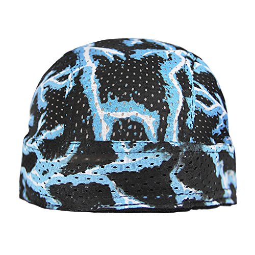 Deportes Headwear secado rápido sol protección UV Ciclismo Bandana Running gorro bicicleta motocicleta casco de bajo de calavera, Blue Lightning-Cotton Bandana