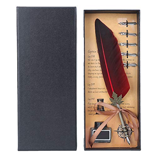 DERCLIVE Dip Pen Set Elegante Antiguo Resistente al Desgaste Pluma Dip Pen Regalo Significativo para Vacaciones Navidad Cumpleaños con Caja de Regalo