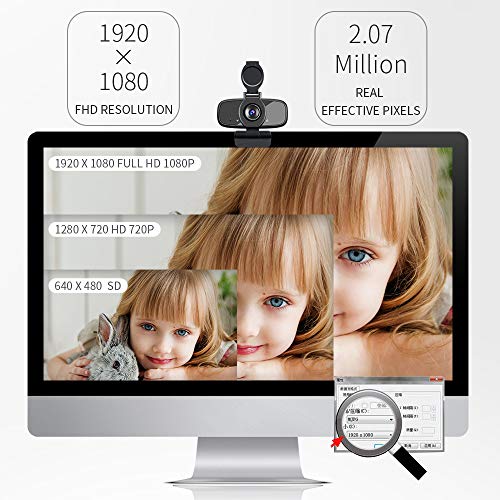 Dericam Cámara web, cámara web Full HD 1080P con micrófono incorporado, cámara de computadora con conexión y reproducción, cámara de PC para PC, Mac y escritorio, videoconferencia, teléfono, juegos