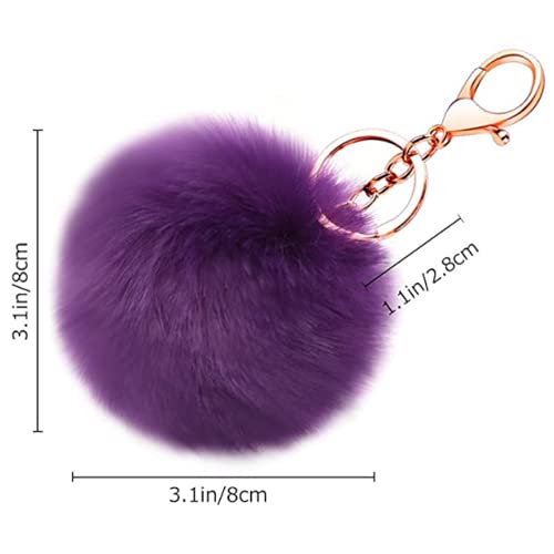 Desconocido ClickAndBuy Llavero pompon piel conejo artificial, bola suave y bonita, accesorio de bolsos, mochilas, coche. Pom pom decorativo con cierre (Ultra violeta)