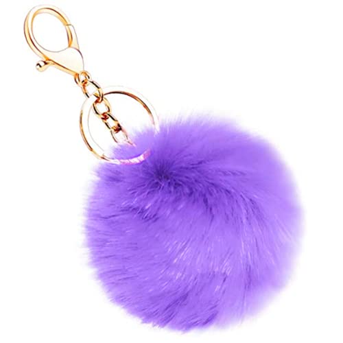 Desconocido ClickAndBuy Llavero pompon piel conejo artificial, bola suave y bonita, accesorio de bolsos, mochilas, coche. Pom pom decorativo con cierre (Ultra violeta)