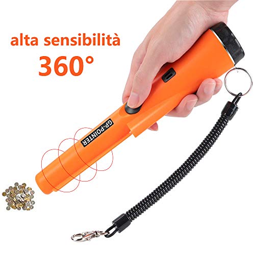 Detector de Metales Pinpointer Sonda de búsqueda de Alta precisión Pinpointing Impermeable de Mano Tesoro de Caza de recompensas (Naranja)