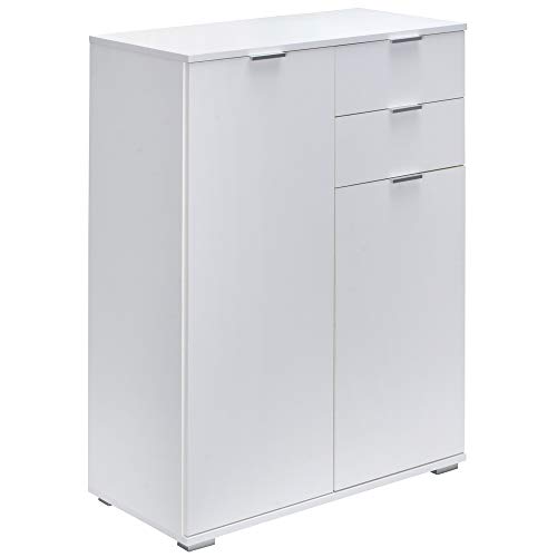 Deuba Aparador Alba Blanco 2 Puertas y 3 Cajones Cómoda de Oficina Mueble Auxiliar Armario Salón Sala