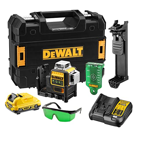 Dewalt DCE089D1G-QW DCE089D1G-QW-Láser autonivelante de 3 lineas de 360º-Incluye batería DW 10,8V Litio-Verde, Negro/Amarillo, 1, Set de 2 Piezas