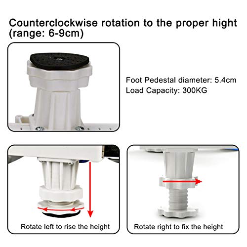 Dewel Base Lavadora Soporte Lavadora Secadora Ajustable con 4 Pies de Goma Resistentes