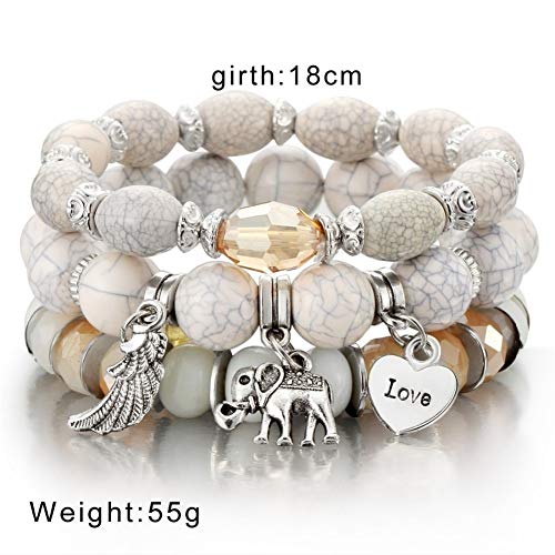 DHDHWL Pulsera Encantos Pulsera Pulsera Amor Colgante Elefante Nave Corazón Cadena De Joyería Pulsera Nuevo Diseño Pulsera De Cuentas Mujer (Metal Color : 1030)