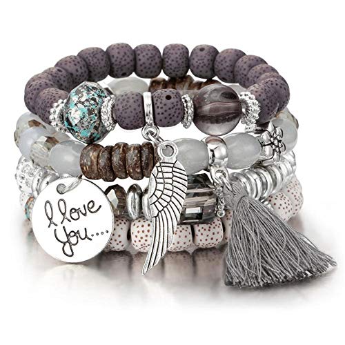 DHDHWL Pulsera Encantos Pulsera Pulsera Amor Colgante Elefante Nave Corazón Cadena De Joyería Pulsera Nuevo Diseño Pulsera De Cuentas Mujer (Metal Color : 1030)