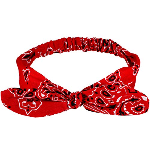 Diadema Pañuelo Rojo para Mujer y Niña, Diadema de Patrón Retro de Lazo Diadema con Estampado de Paisley (Estilo B, 2 Piezas)