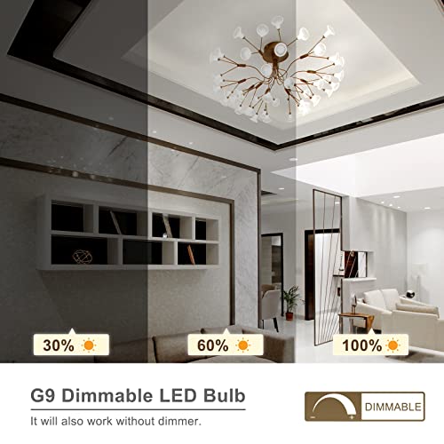 DiCUNO Bombillas LED G9 De 6W Equivalentes A Bomlillas Halógenas De 60W, Blanca Fría 6000K 550LM,G9 Cerámica Base, Pack De 12