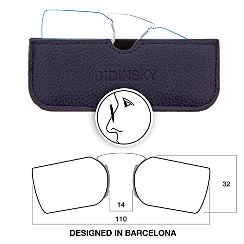 DIDINSKY Gafas de Lectura sin Patillas Graduadas Anti-bluelight para Hombre y Mujer. Anti-reflejantes y Anti Luz Azul Flexibles Irrompibles de Bolsillo. Blue +2.5 – HERMITAGE SQUARE