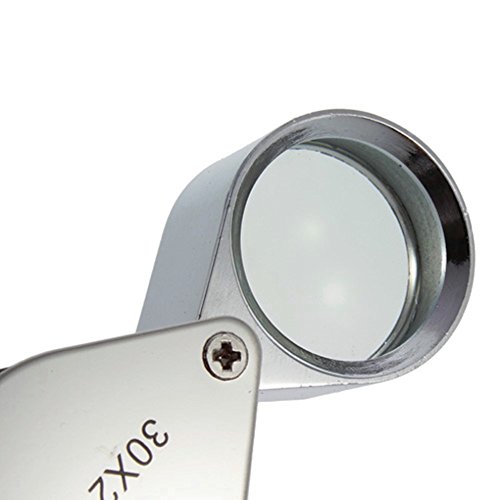 DIGIFLEX Lupa de Joyero Cristal de 21 mm - 30 Aumentos - Joyería Antigüedades Lente Sellos Relojero - Lupa de Bolsillo de Gran Aumento Portatil - Ideal para Relojero, Conocedor de Monedas y Sellos
