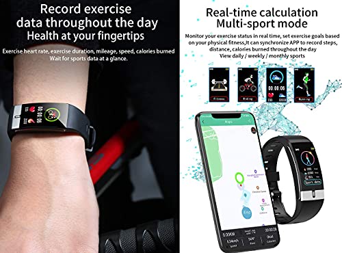 DigiKuber Smartwatch con Medidor de Temperatura Corporal, Reloj Inteligente Medidor de Frecuencia Cardíaca Medidor de Presión del Tiempo Contador de Calorías Podómetro para Hombre y Mujer, Negro