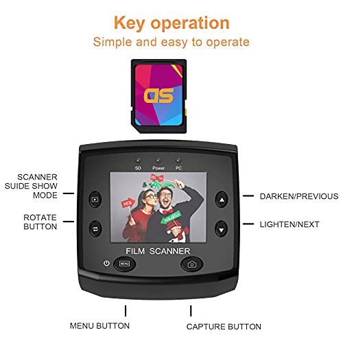 DIGITNOW! Escáner de Película de Negativos y Diapositivas con 2,4" LCD alta Resolución,Convertidor de 35 mm/135 a JPEG Digital de 3600 DPI, No se requiere PC y software