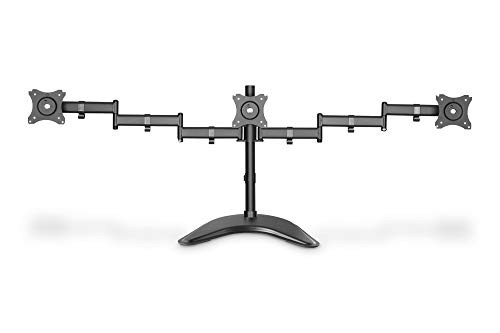 DIGITUS Soporte de Monitor - Soporte - 3 monitores - hasta 27 Pulgadas - hasta 3X 8 kg - VESA 75 100 - Negro (DA-90402)