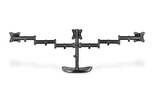 DIGITUS Soporte de Monitor - Soporte - 3 monitores - hasta 27 Pulgadas - hasta 3X 8 kg - VESA 75 100 - Negro (DA-90402)