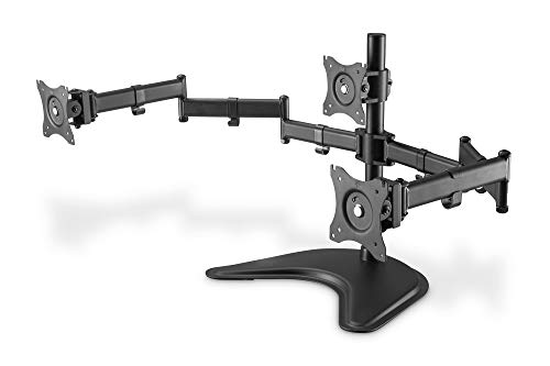 DIGITUS Soporte de Monitor - Soporte - 3 monitores - hasta 27 Pulgadas - hasta 3X 8 kg - VESA 75 100 - Negro (DA-90402)