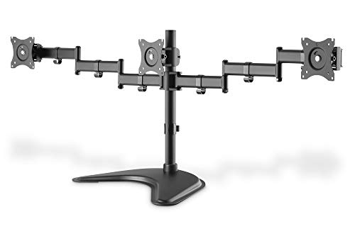 DIGITUS Soporte de Monitor - Soporte - 3 monitores - hasta 27 Pulgadas - hasta 3X 8 kg - VESA 75 100 - Negro (DA-90402)