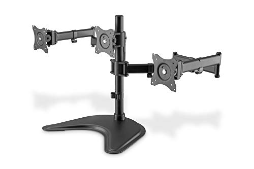 DIGITUS Soporte de Monitor - Soporte - 3 monitores - hasta 27 Pulgadas - hasta 3X 8 kg - VESA 75 100 - Negro (DA-90402)