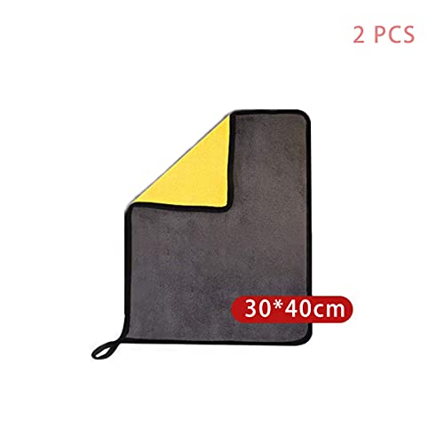 DILISEN 2 Piezas de toallitas de Microfibra para automóviles, toallitas secas de Doble Cara súper absorbentes, 40 cm * 30 cm, Amarillo + Gris