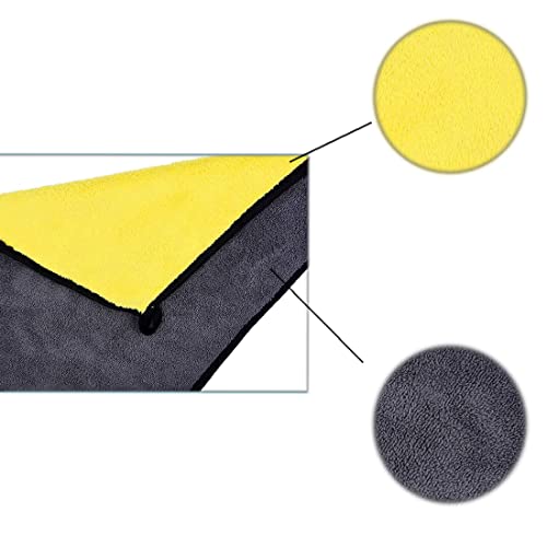 DILISEN 2 Piezas de toallitas de Microfibra para automóviles, toallitas secas de Doble Cara súper absorbentes, 40 cm * 30 cm, Amarillo + Gris
