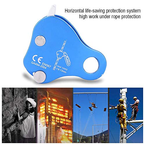 Dioche Freno de Cuerda Escalada, Kits de Protección de Bloqueo de Agarre de Cuerda de Aluminio para Escalada Al Aire Libre, Azul