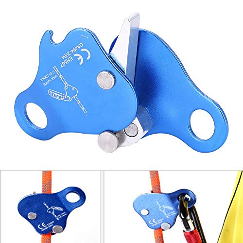 Dioche Freno de Cuerda Escalada, Kits de Protección de Bloqueo de Agarre de Cuerda de Aluminio para Escalada Al Aire Libre, Azul