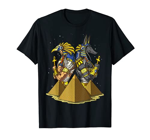 Dioses Egipcios Anubis Horus Ra Pirámides Egipcias Ankh Camiseta