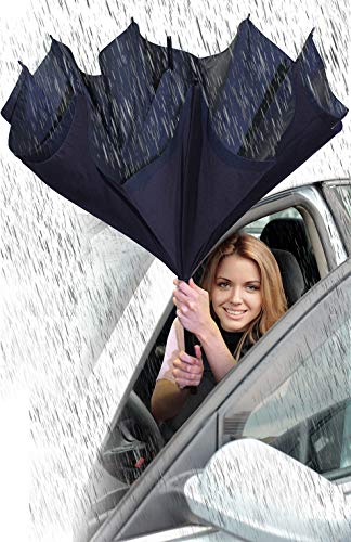 DIRECT TV OUTLET Wonderdry Umbrella Original Visto en TV Paraguas Tecnología invertida Para lluvias intensas Resistente al viento - MANUAL COLOR NEGRO