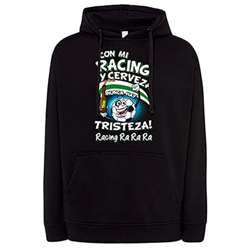 Diver Bebé Sudadera Frase con mi Racing y Cerveza Nunca Hay Tristeza Santander para Aficionado al fútbol - Negro, L