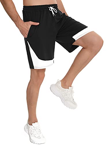 Doaraha Pantalones Cortos Deportivos Hombre Algodón Ropa de Dormir Pantalón Corto Casual Sport Shorts Bolsillos Pantalón Chándal Suave Transpirables Running Fitness Correr (1355# Negro, M)