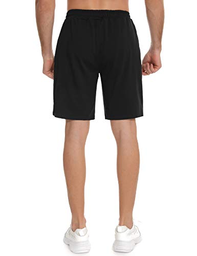 Doaraha Pantalones Cortos Deportivos Hombre Algodón Ropa de Dormir Pantalón Corto Casual Sport Shorts Bolsillos Pantalón Chándal Suave Transpirables Running Fitness Correr (1355# Negro, M)