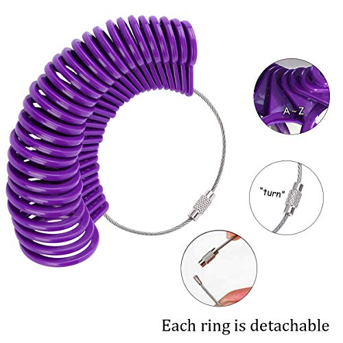 DoGeek Medidor Anillos Ring Sizer para Medir Dedos de Tamaño para Anillos Tamaños A-Z Metal/acero/plástico (plástico)