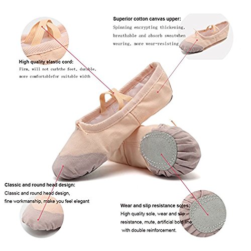 DoGeek Transpirable Zapatos de Ballet Zapatillas de Ballet de Danza Baile para Niña (34 EU, Negro)