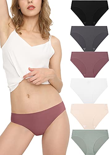 Donpapa Bragas Sin Costura Braguitas Licra Mujer Invisible Microfibra Deporte Bikini Hipster Culotte Pack de 6 Multicolor S