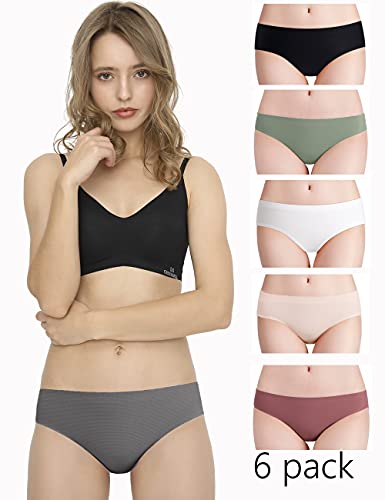 Donpapa Bragas Sin Costura Braguitas Licra Mujer Invisible Microfibra Deporte Bikini Hipster Culotte Pack de 6 Multicolor S