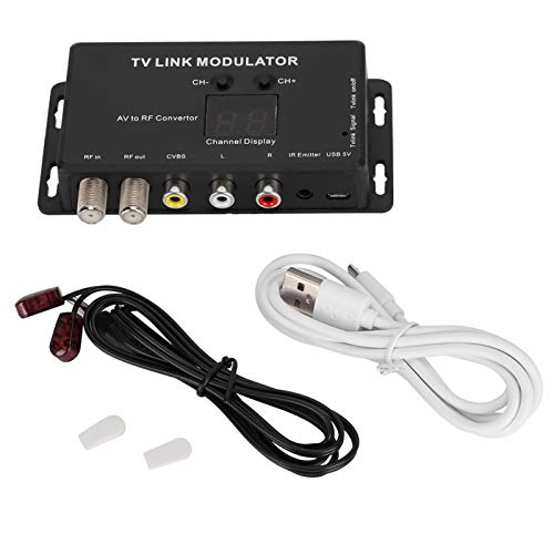 Dpofirs Modulador UHF,TM70 TV Link Modulator AV to RF Converter IR Extender con Pantalla de Canal, Modulator Modulator AV to RF Converter IR Extender,Compatible con PAL/NTSC con Cable Carga USB