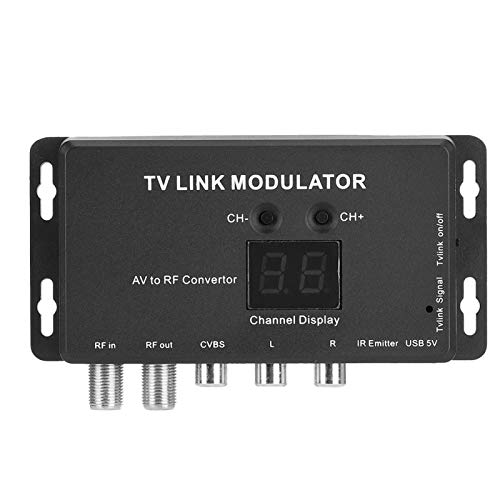 Dpofirs Modulador UHF,TM70 TV Link Modulator AV to RF Converter IR Extender con Pantalla de Canal, Modulator Modulator AV to RF Converter IR Extender,Compatible con PAL/NTSC con Cable Carga USB