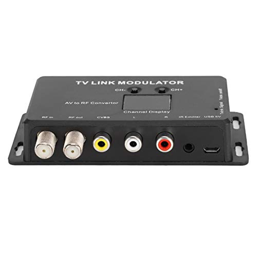 Dpofirs Modulador UHF,TM70 TV Link Modulator AV to RF Converter IR Extender con Pantalla de Canal, Modulator Modulator AV to RF Converter IR Extender,Compatible con PAL/NTSC con Cable Carga USB