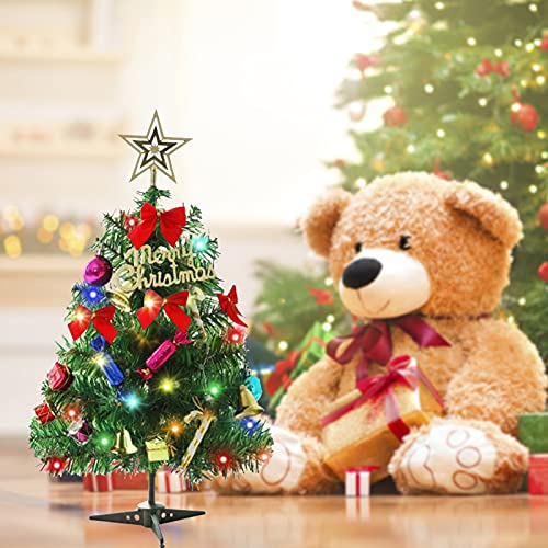 Dream Loom Árbol de Navidad de Mesa de 60 cm, Mini árbol de Pino de Navidad Artificial con Luces LED y Adornos