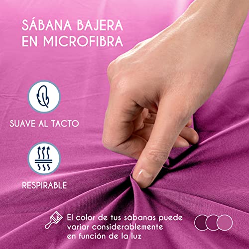 Dreamzie - Sabana Bajera 150 x 190/200 cm 100% Poliéster Microfibra - Rojo Fuxia - Oeko Tex Sin Producto Químico (Garantía 2 Años) - Suave Piel de Melocotón con Elástico Total