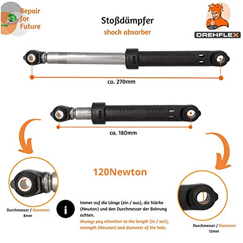 DREHFLEX - STD22-2 / 2 x amortiguadores/amortiguadores/amortiguadores de fricción adecuados para varios dispositivos de Gorenje/Privileg/Körting - para 111818/159737/155262.