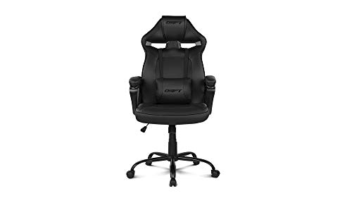 Drift DR50B- Silla Gaming Profesional, polipiel, reposabrazos acolchados, piston clase 4, asiento basculante, altura regulable, cojín lumbar, color Negro