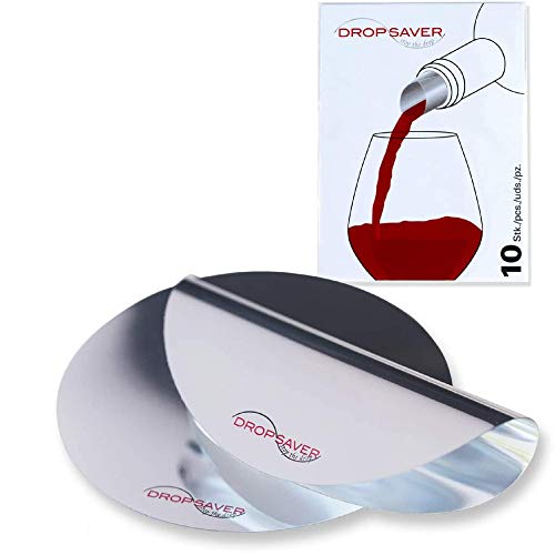 DROPSAVER "Stop The Drop I Práctica ayuda para verter el vino de forma limpia y elegante I Platos vertedores de vino sin goteo reutilizables aptos para la gastronomía en un pack de valor (10 piezas)