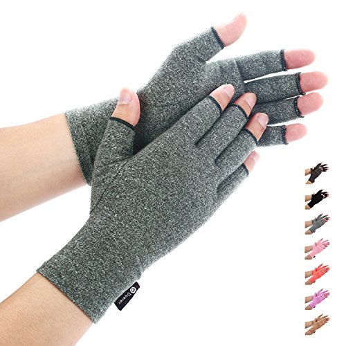Duerer Arthritis Gloves, guantes de compresión mujeres y hombres alivian el dolor de reumatoide, RSI, túnel carpiano, guantes de mano para el trabajo diario (Gris, L)