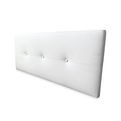 Duérmete Online Cabecero Premium Acolchado Modelo Milán | Tapizado en Polipiel de Alta Gama-Incluye Herrajes y Tornillería, Madera, Blanco, 160 x 60 cm (Cama 150)