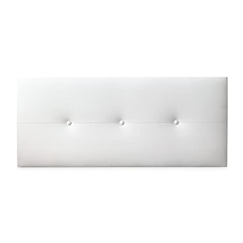 Duérmete Online Cabecero Premium Acolchado Modelo Milán | Tapizado en Polipiel de Alta Gama-Incluye Herrajes y Tornillería, Madera, Blanco, 160 x 60 cm (Cama 150)