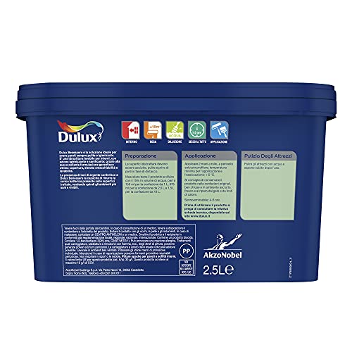 Dulux Benessere - Pintura de colores al agua para interiores, superlavable, antimoho, antibacterias, con iones de plata, 2,5 litros, gris nube