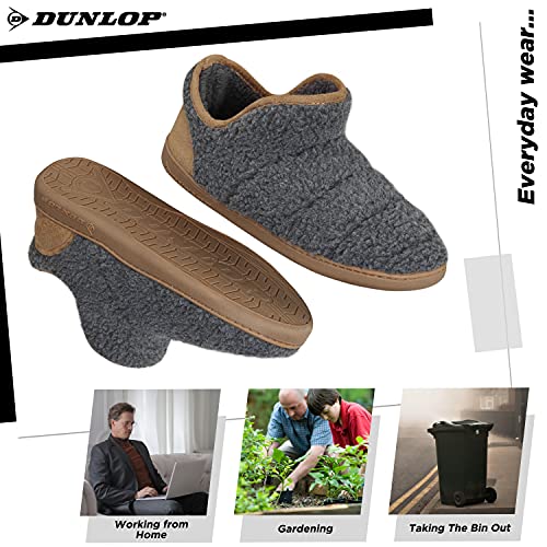 Dunlop Zapatillas Casa Hombre Altas, Pantuflas Hombre Forro Borreguito, Zapatillas Hombre Bota Con Suela Antideslizante, Regalos Para Hombres Adolescentes (41 EU, Gris/Marron, numeric_41)