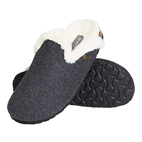 Dunlop Zapatillas Mujer, Zapatillas Casa Mujer con Forro Polar, Pantuflas Mujer Interior Extra Suave, Regalos para Mujer y Chica Adolescente Talla 36-41 (Gris Oscuro, Numeric_40)